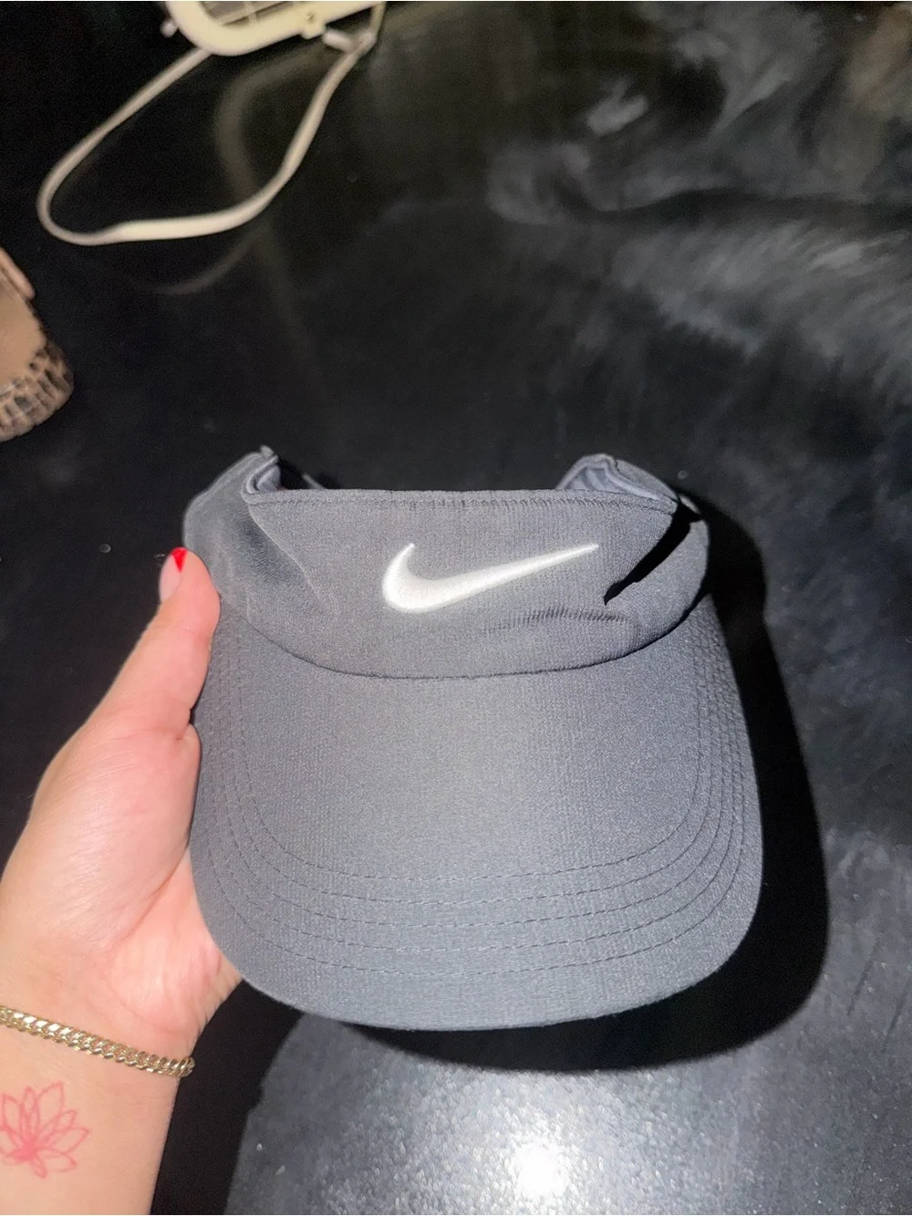 Nike Gray Visor with White Swoosh